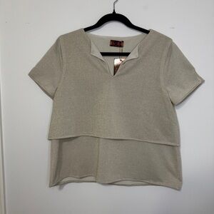 ISLE by Melis Kozan Ace Top Cyclone Metallic Layered Blouse NWT Size Small